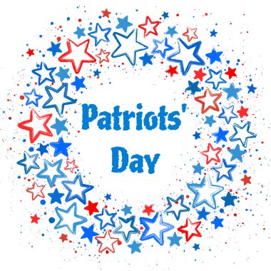 Elle çizilmiş kırmızı ve mavi yıldız ve beyaz arka plan üzerinde orta metin için yer daire kompozisyonu.