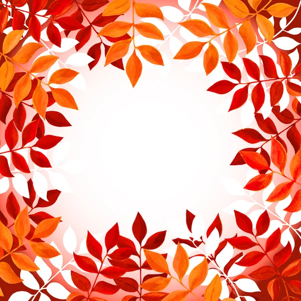 Fondo floral con hojas anaranjadas y rojas — Vector de stock