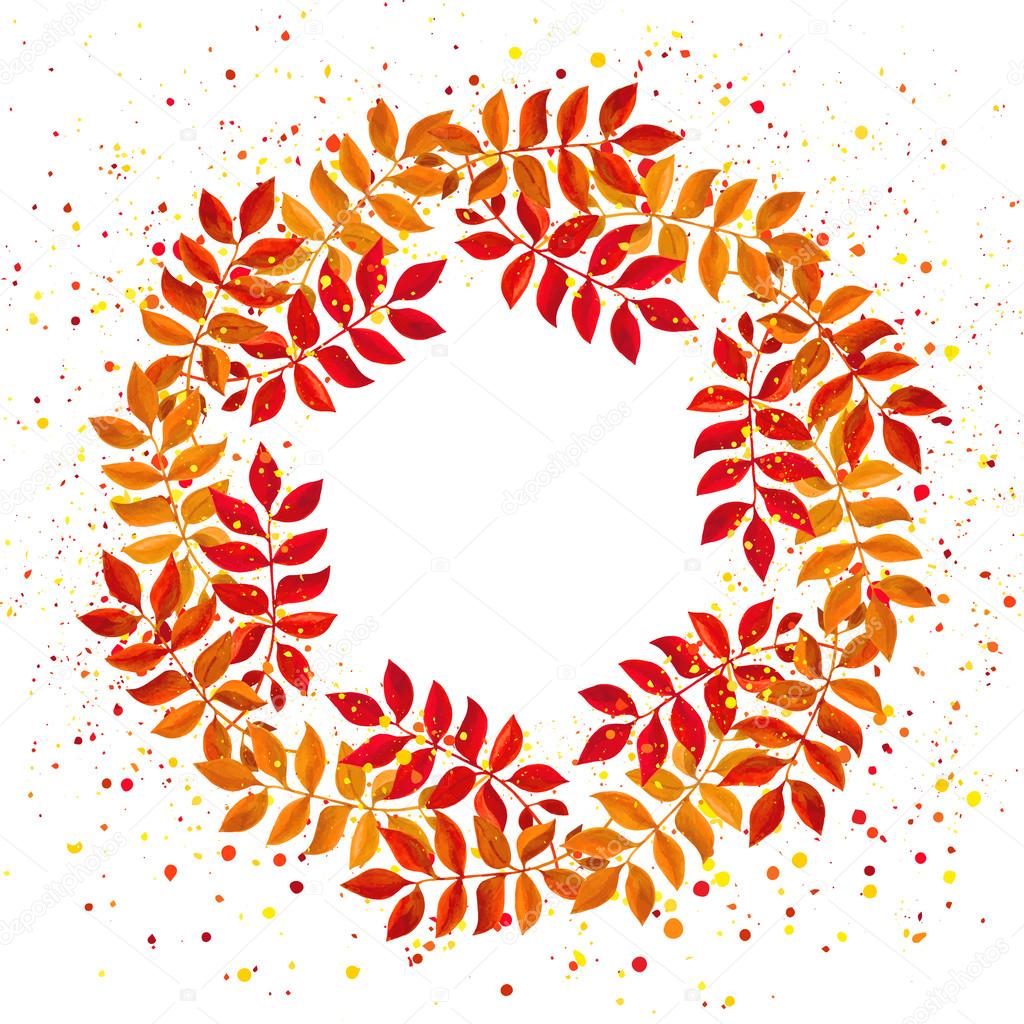 Elegant floral wreath with orange and red leaves