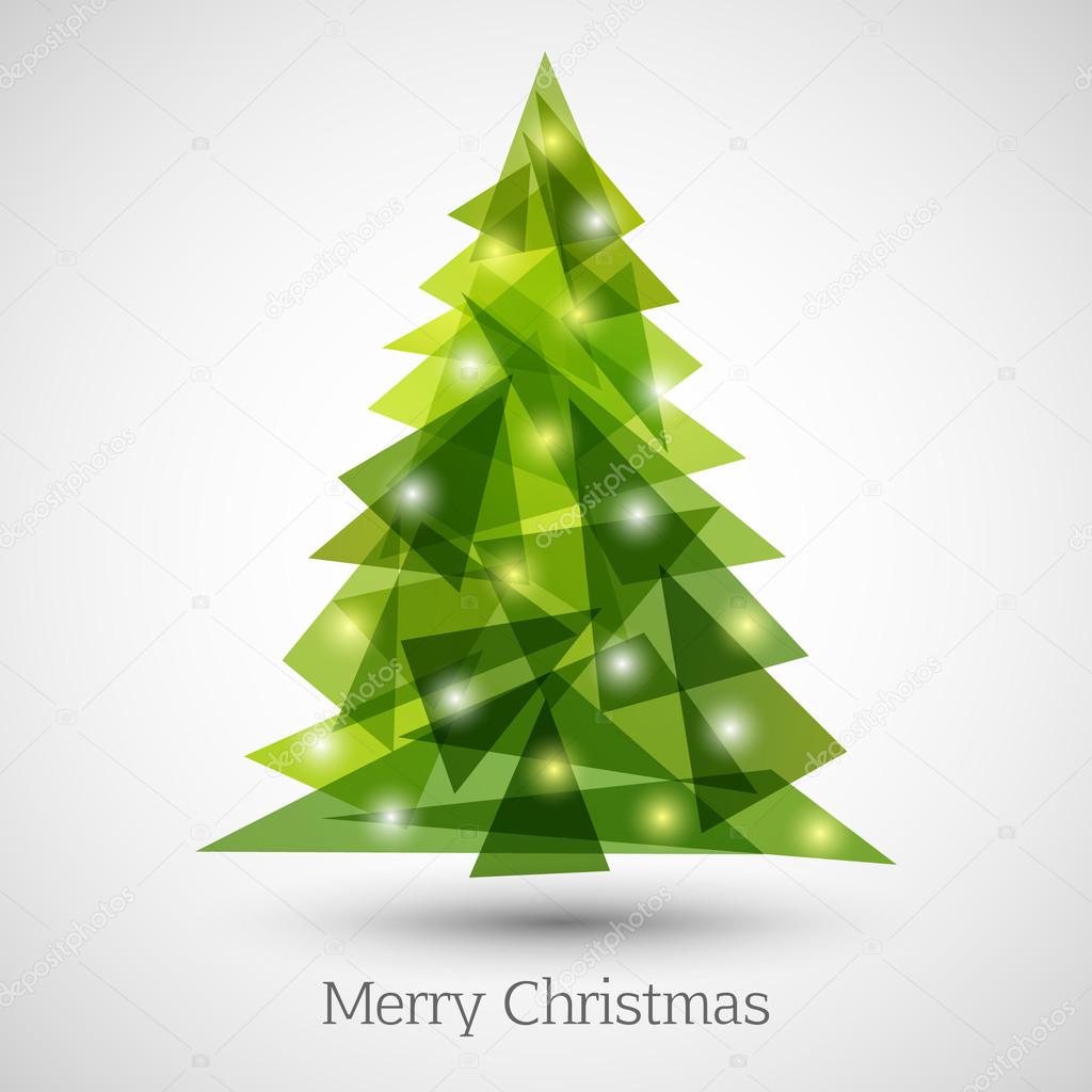 Abstract christmas tree made of green triangles.