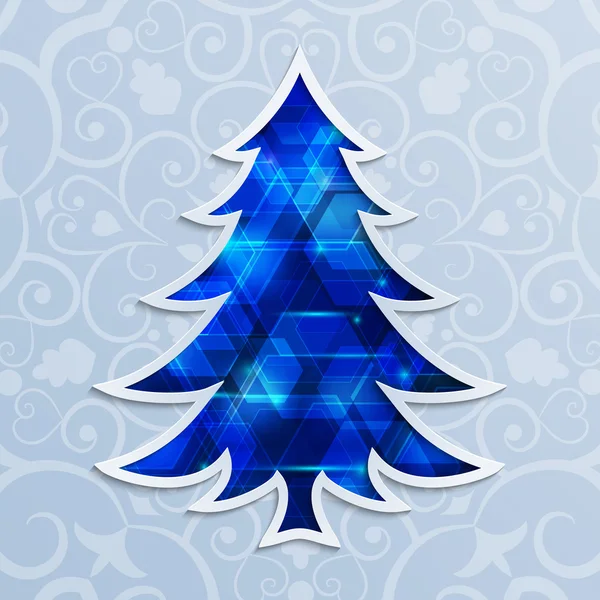 Glowing blue Christmas tree — Stock Vector