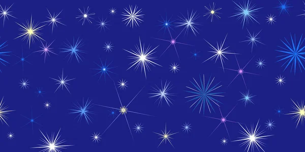 Borde Sin Costuras Patrón Vectorial Repetitivo Cielo Nocturno Estrellado — Vector de stock