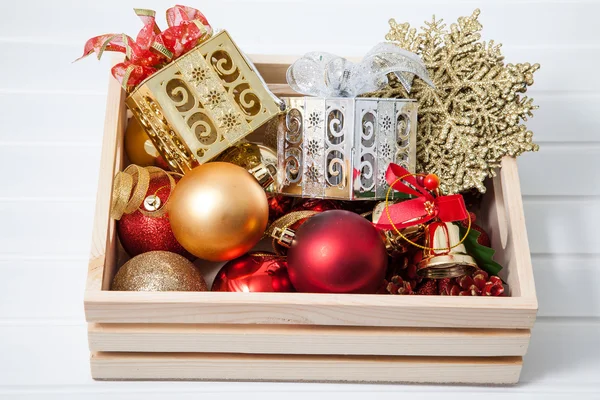 Christmas decoration in the box — Stock Photo, Image