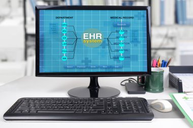 EHR or electronic health record system. clipart