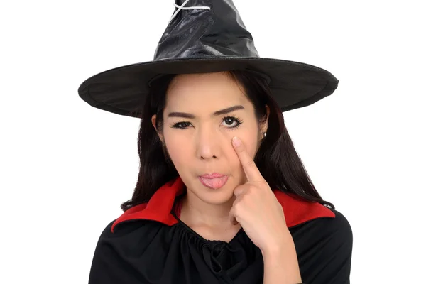 Zabawna dziewczyna w kolorze czarownica. — Zdjęcie stockowe