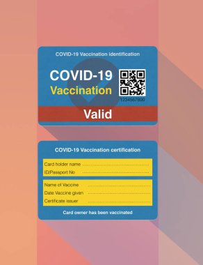Covid-19 aşı kimlik kartının önü ve arkası.