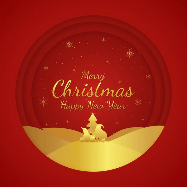 Natale Rosso Banner Lusso Elemento Oro Sovrapposizione Design Illustrazione Vettoriale — Vettoriale Stock