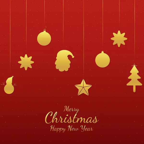 Christmas Banner Flat Minimal Design Gold Element Style Vector Illustration — Stock Vector