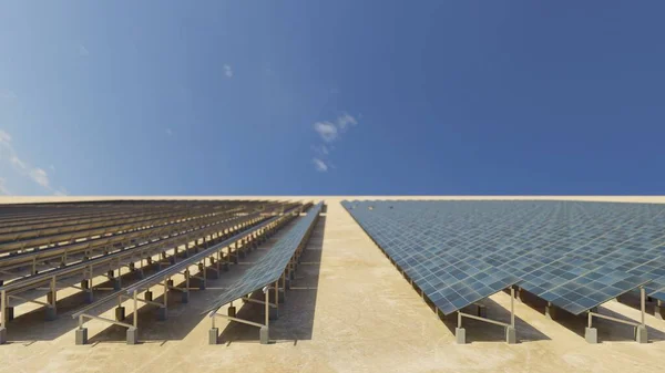 Array Von Solarmodulen Saubere Energie Modernes Technologiekonzept Digitale Darstellung — Stockfoto