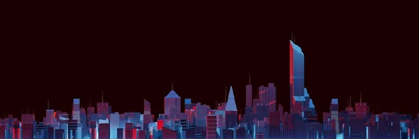 Skyline Cidade Com Plana Estética Colorida Renderização Digital — Fotografia de Stock