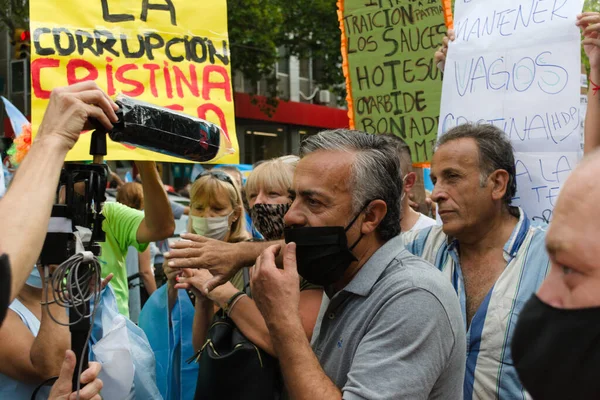 2021 Mendoza Argentina Alfredo Cornejo Ger Intervju För Protest Mot — Stockfoto