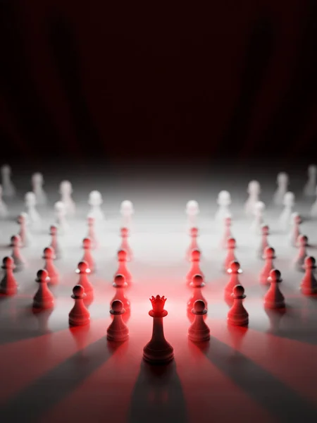 White Chess Queen Flanked Army White Pawns Power Symbol Strong — Stock Photo, Image