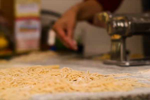 Pasta Fresca Fatta Casa Cucina Tradizionale Italiana Vicino — Foto Stock