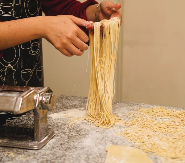 Pasta Fresca Fatta Casa Cucina Tradizionale Italiana Vicino — Foto Stock