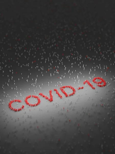 People Forming Word Covid Dark Background Social Distancing Contagion Risk — Stock Photo, Image