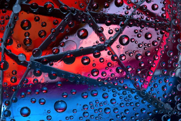 Прозорі Сфери Розташовані Тлі Чорно Червоно Синього Лабіринту Абстрактна Фантазія — стокове фото