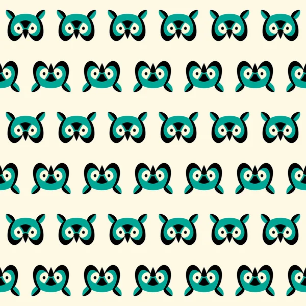 Seamless pattern with owls head — Stock Vector