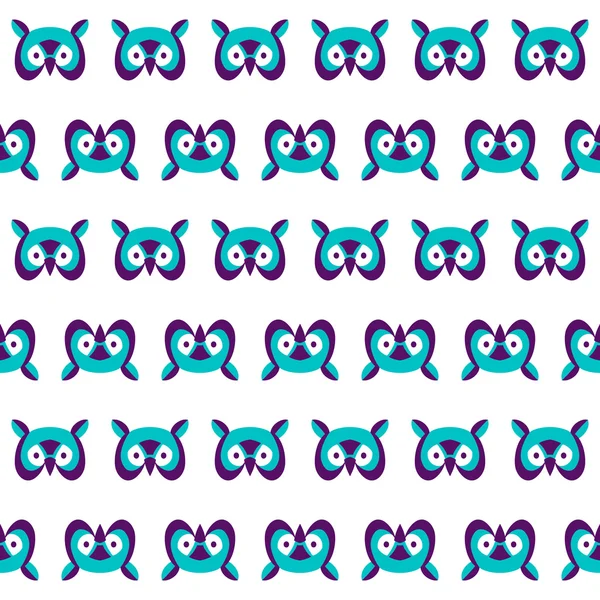 Seamless pattern with owls head — Stock Vector