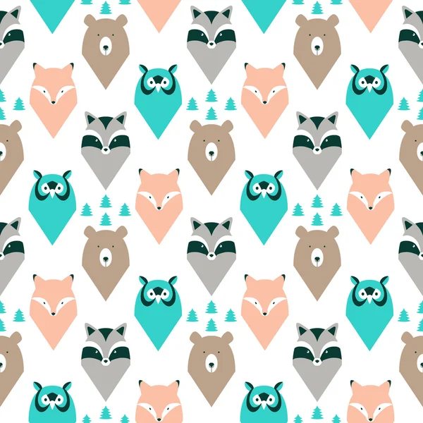 Wild animals seamless pattern — Stock Vector