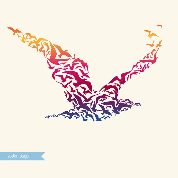 Seagull made of seagulls — Stock Vector