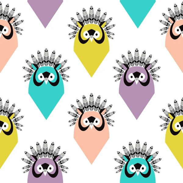 Cute seamless pattern with owls — Stock Vector