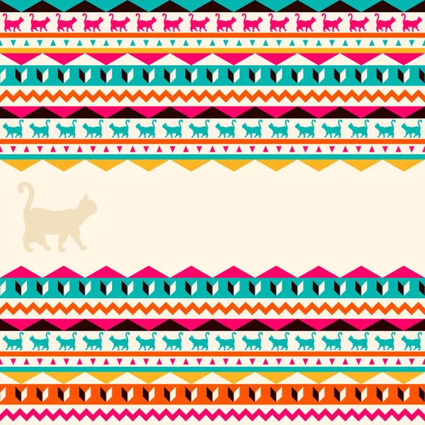 Традиционный красочный орнамент с кошками — стоковый вектор
