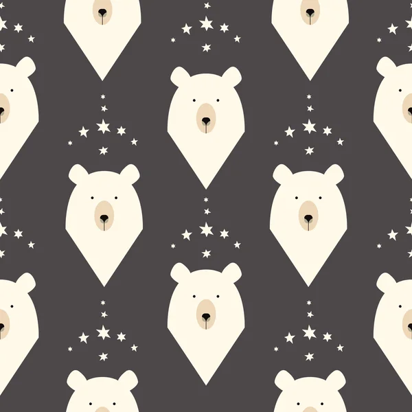 Bear seamless pattern with stars — Stock Vector