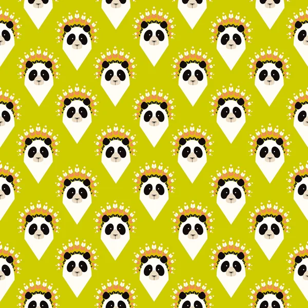 パンダのシームレスなパターン — ストックベクタ
