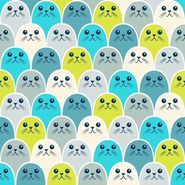 Cute fur seals seamless pattern — Stock Vector