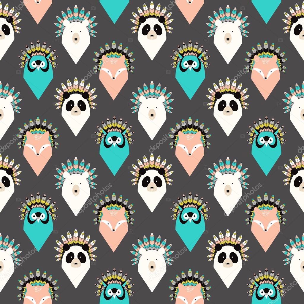 Cute seamless pattern with animals