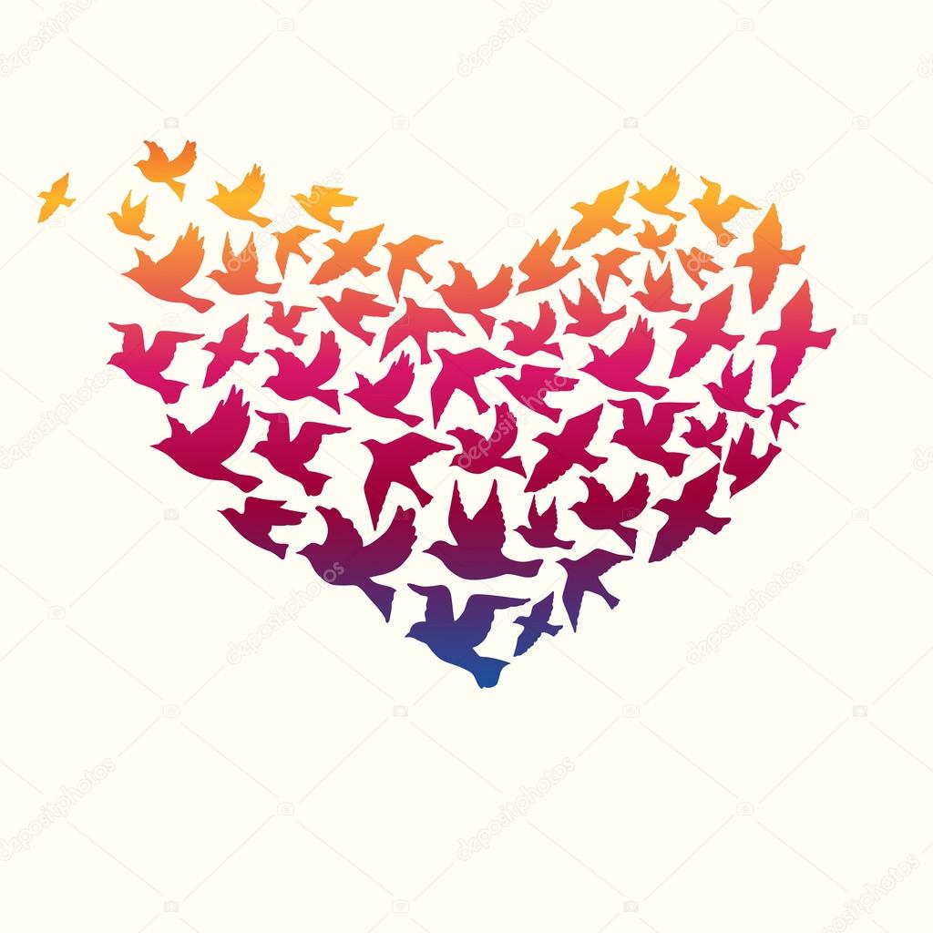 Corazón de aves — Vector de stock © mrs_opossum 102883928