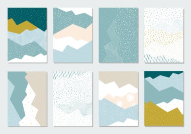 Kartlar, davetiyeler, posterler, afişler, broşürler için vektör şablonları seti.