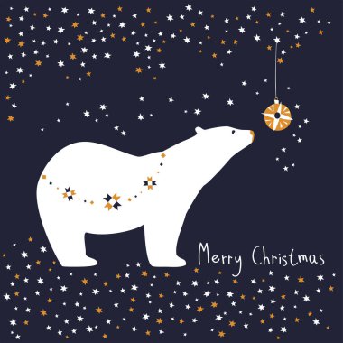 Mutlu noel kartları şirin beyaz ayılarla dolu.