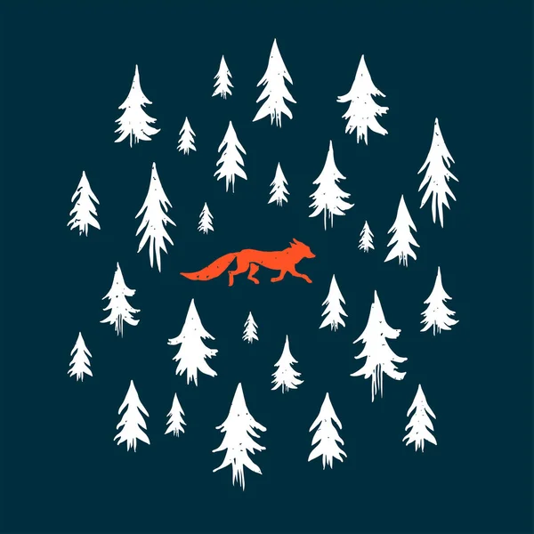 Векторная Иллюстрация Рождественских Деревьев Животных Копировальное Пространство Лицензионные Стоковые Иллюстрации