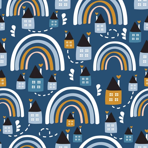 Seamless Pattern Houses Buildings Royalty Free Stock Vectors