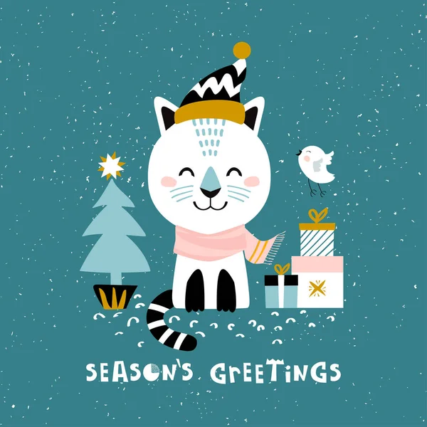Cute Cartoon Cat Christmas Tree Royalty Free Stock Vectors
