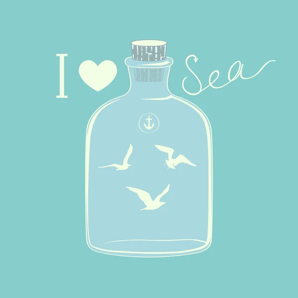 Seagulls in a bottle — Stock Vector