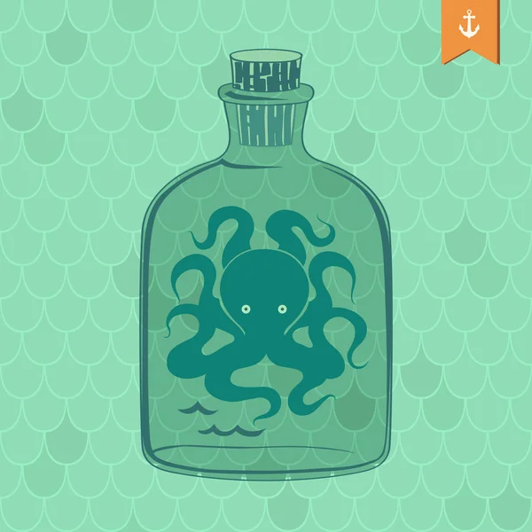 Octopus in a bottle — Stock Vector