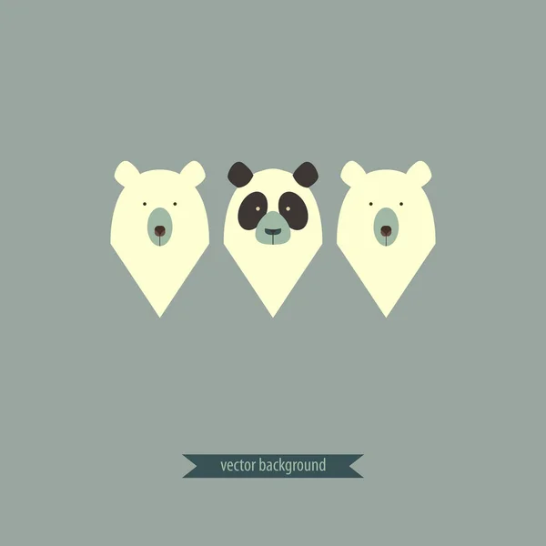 Dos osos y un panda — Vector de stock
