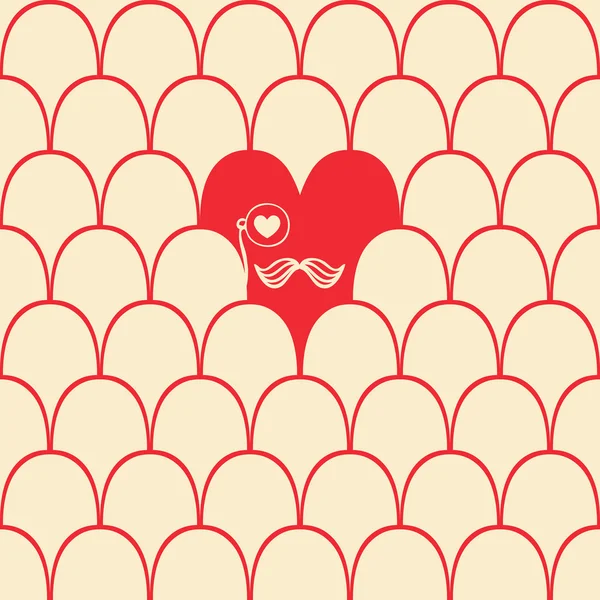 Pattern with heart and face — Stock Vector