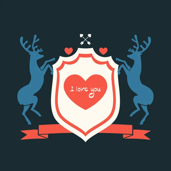 Valentine's Day heraldic crest — Stock Vector