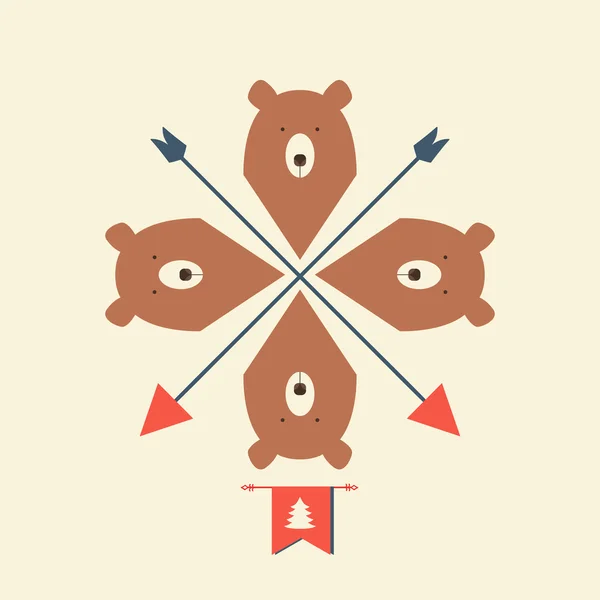 Pattern of bears with arrows — Stock Vector