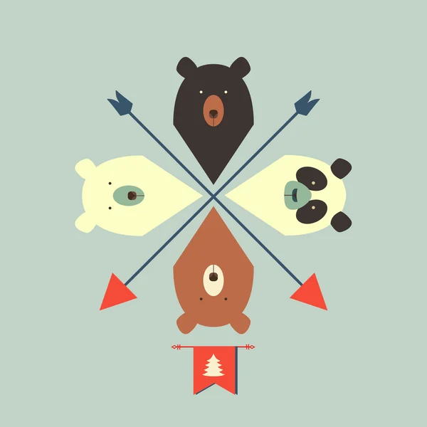 Muster von Bären mit Pfeilen — Stockvektor