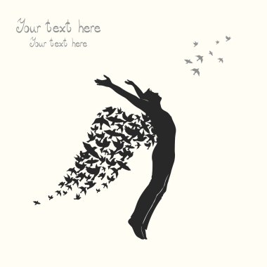 adam kuşlarla atlama