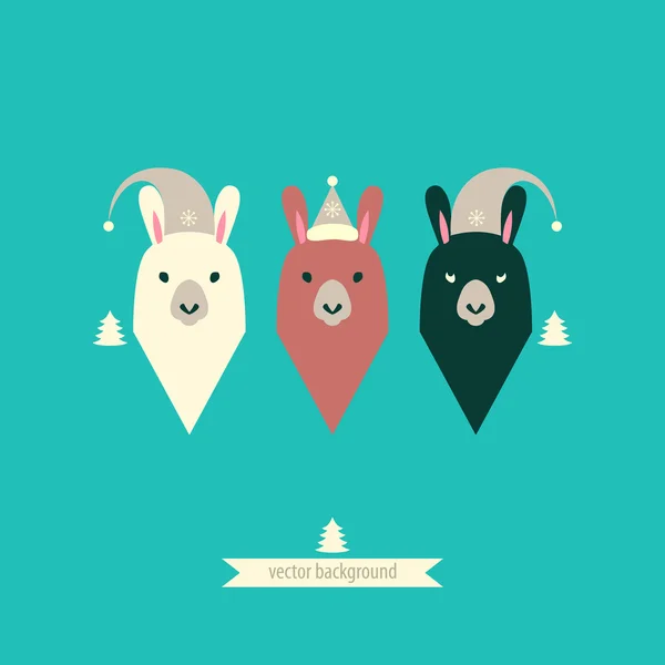 Lindo lamas en sombreros — Vector de stock