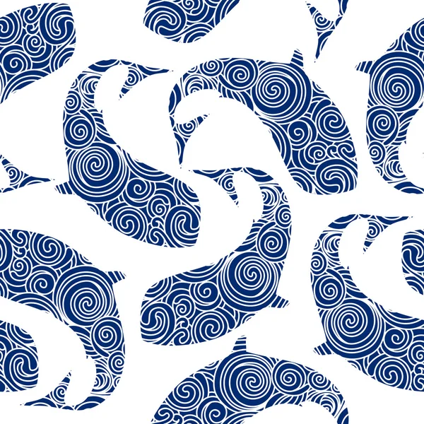 Baleines motif sans couture — Image vectorielle