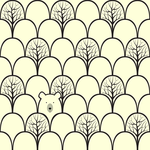 Ours en forêt motif sans couture — Image vectorielle