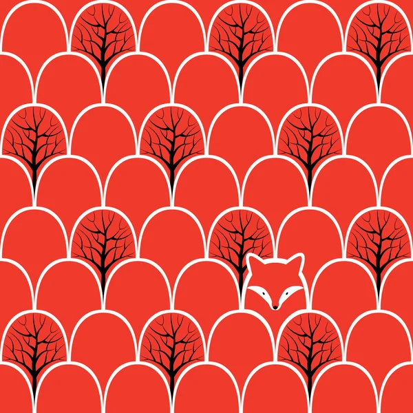 Fox in forest seamless pattern — Stock Vector