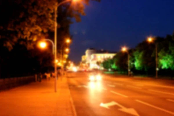 Avenida Noite Está Desfocada Minsk Bielorrússia — Fotografia de Stock