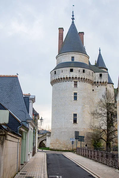 Vista Cercana Torre Del Castillo Langeais Valle Del Loira Francia —  Fotos de Stock